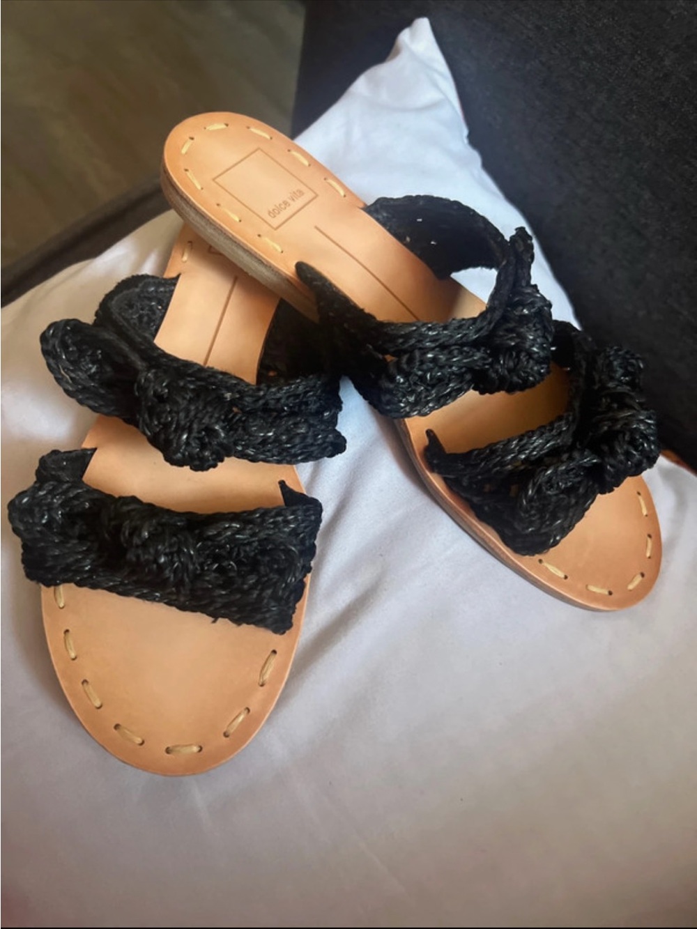 Woven Black Slide Sandals - Women